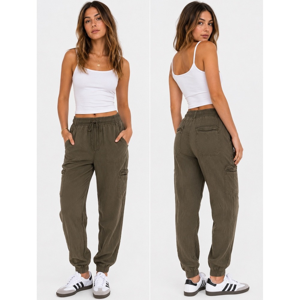 Thread & Supply Cargo Joggers Women XS Olive Green Tencel Utility Gorpcore Pants